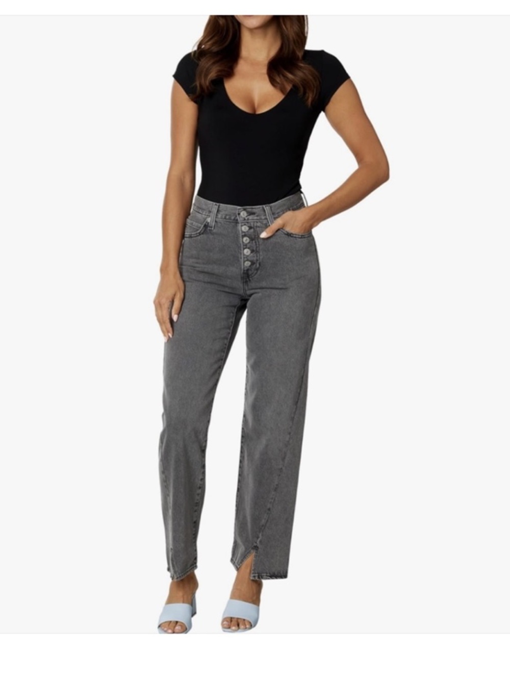 Levi’s High-Rise Button-Fly 94 Straight Leg Jeans - Faded Grey